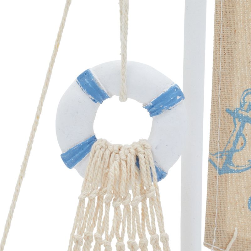 Juvale Enjoy It Wooden Sailboat Model with Flag, Net, Starfish, and Floating Tube for Nautical Home and Bathroom Boat Decor, Shelf, 13x8x3 In, 4 of 9