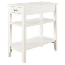 American Heritage 3 Tier End Table with Drawer White - Breighton Home