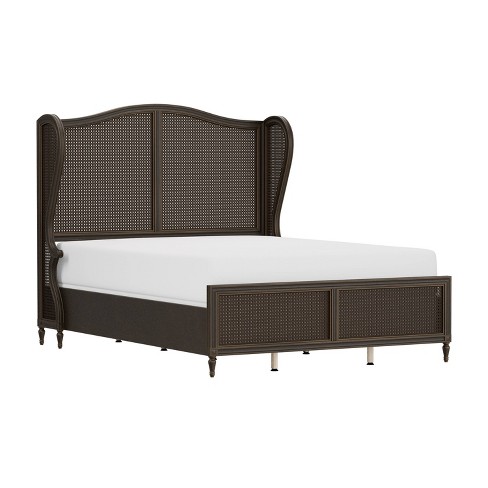 Queen Wood Cane Bed, Medium Taupe