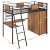 Twin Size Loft bed with L-shape Desk and Wardrobe, Black - 4 of 4