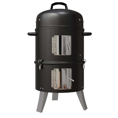 GasOne 16 Inch Heavy Duty Vertical Smoker with Thermometer, 2 Access Doors– Multipurpose Charcoal BBQ Grill Mini Smoker for Outdoor, Camping