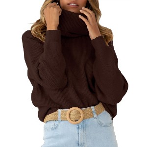 Women’s Elevated Oversized Turtleneck Sweater - Architectural Knit with Strategic Proportions Pullover Tops - 1 of 2