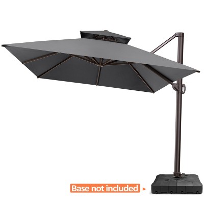 Pellebant 10'x 12.5' Patio Cantilever Umbrella UV30+ Double Top High-strength Aluminum Pole with 360°Rotation 5 Heights Adjustable