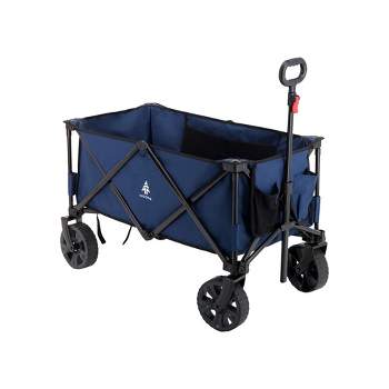 Woods Outdoor Collapsible Folding Garden Utility Wagon Cart w/ 225 Pound Capacity, 7 Cubic Feet of Storage for Camping, Beach, & Park, Navy