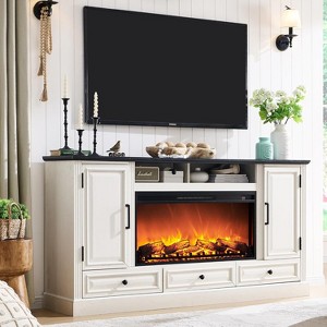 SinCiDo 35.7″ Tall Farmhouse Fireplace TV Stand for 80 Inch TV, 36″ Electric Fireplace, Entertainment Center w/ Cabinets & Drawers - 1 of 4