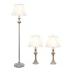 3pk Traditionally Crafted Lamp Set (2 Table Lamps and 1 Floor Lamp) with Shades Gray - Elegant Designs: UL Listed, Cotton Shades, Metal Body - image 2 of 4