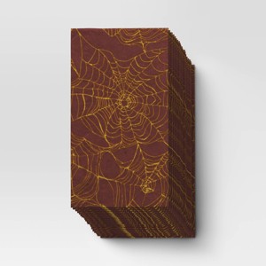 20ct Halloween Paper Disposable Dinner Napkins Dark Red - Threshold™: Haunted House Theme, Web Pattern, Guest Towels - 1 of 3
