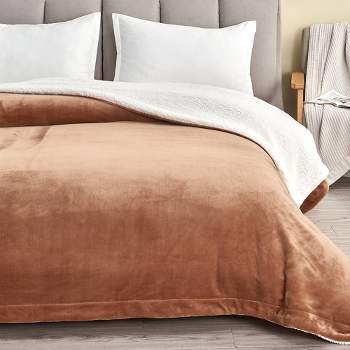 Cozy Solid Plush with Shearling Reverse Bed Blanket - Isla Jade