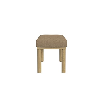 Oslo Natural Wood and Brown Boucle Upholstered Bench