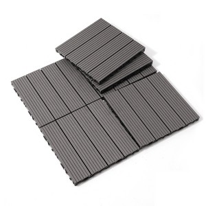 Gulches Wood Plastic Composite Deck Tiles, Set of 20, 12"x12"x1" 4-Slat, Light Gray, for Indoor/Outdoor Patios Balconies Rooftops - 1 of 4