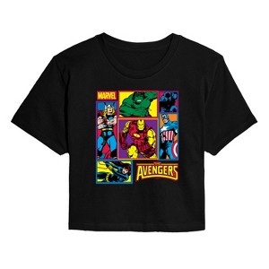Women's - Marvel - Avengers Grid Cropped Graphic T-Shirt - 1 of 4