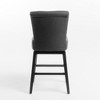 Fabric Swivel Counter Stool with Wooden Legs and Padded Seat for Living Room, Bedroom, or Home Office - 4 of 4