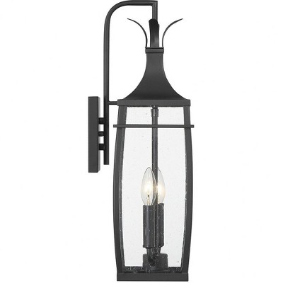 Montpelier Matte Black 2-Light Outdoor Wall Lantern with Clear Seeded Glass