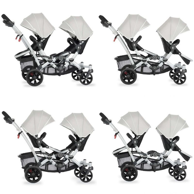Dream On Me Track Tandem Double Umbrella Stroller in Light Gray, 4 of 10