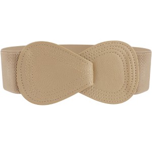 INSPIRE CHIC Women's Interlock 8-shaped Faux Leather Buckle Elastic Belt 1 Pc - 1 of 4