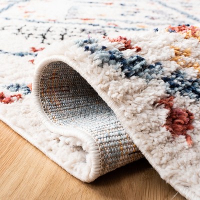 Ivory Diamond Pattern Hand-Knotted Square Rug