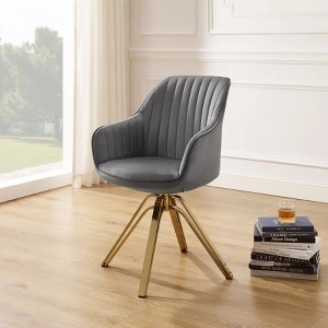 HOMLUX Mid-century Pyramid 360° Swivel Accent Chair Upholstered in Comfortable Velvet- Gold Plated Legs For Bedroom,Office,Dining - 1 of 4