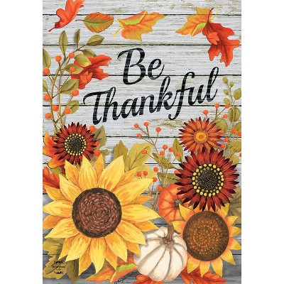 Be Thankful Fall Sunflowers and Pumpkins Garden Flag
