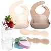 12pc Glass Baby Food Storage Jars, 4 Silicone Baby Spoons & 2 Silicone Bibs, Baby Mealtime Essentials – BPA-Free, Leakproof, and Dishwasher Safe - 2 of 4