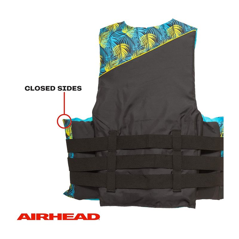 Kwik Tek Airhead Tropic US Coast Guard Approved Type III Family Adult Life Vest Jacket with 4 Quick Release Belts, 2XL/3XL, Blue/Yellow, 3 of 7