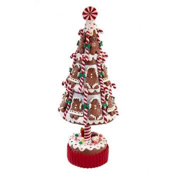 16.0 Inch Gingerbread Tree Candy Canes Peppermint Tree Sculptures