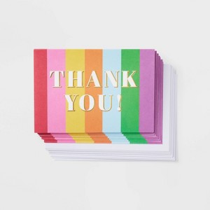 10ct 'Thank you!' Gift Packaging Sets - Spritz™: Multi-Colored Stripe Paper, Birthday, 10 Pieces - 1 of 3