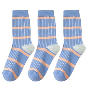 Anna-Kaci 3 Pairs Women's Mid-Calf Striped Casual Cotton Socks - 1 of 4