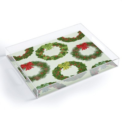 Sabine Reinhart Christmas Wreaths 15.5" x 12" Acrylic Tray - Deny Designs