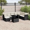 vidaXL 9 Piece Patio Sofa Set with Cushions Black Poly Rattan - Black and Cream without storage - 2 of 4
