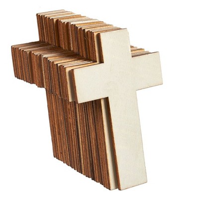 Juvale 25-Pack Unfinished Wood Cross Shaped Cutout for Wooden Craft DIY & Decoration
