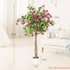 Artificial Bougainvillea Tree, 4FT/5 FT/6 FT Faux Tree w/Stable Planter for Indoor & Outdoor, Realistic Fake Plants w/ Pink Flowers & Wood Trunk - 2 of 4