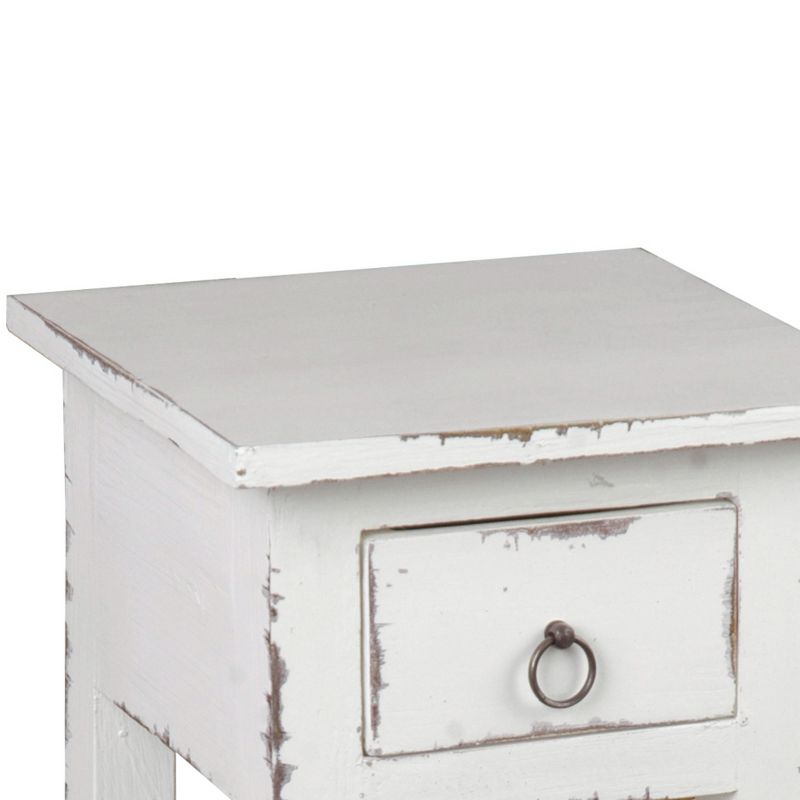 Besthom Shabby Chic Cottage 11.8 in. Square Solid Wood End Table with 1 Drawer, 4 of 6