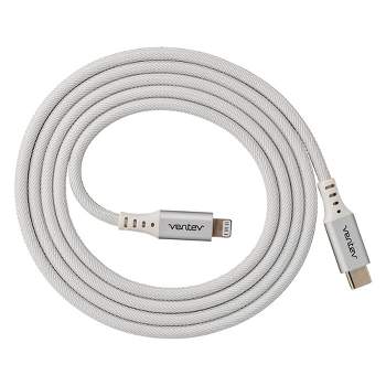 Ventev Chargesync Alloy USB C To Apple Lightning Cable Compatible With Iphone 14 & Earlier - 4ft - White