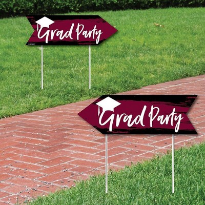 Big Dot of Happiness Maroon Grad - Best is Yet to Come - Burgundy Graduation Party Sign Arrow - Double Sided Directional Yard Signs - Set of 2