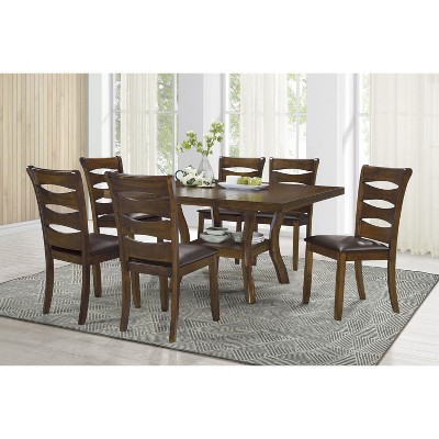 NicBex Dining Table Set for 6 Transitional Brown Finish Wooden Dining Set Table with 6 Side Chairs for Kitchen