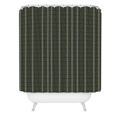 Iveta Abolina Pine Needle Checker Christmas Shower Curtain Green - Deny Designs