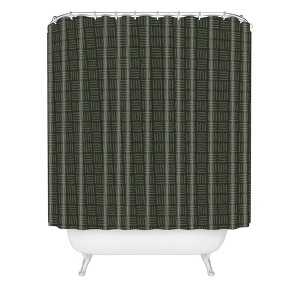 Iveta Abolina Pine Needle Checker Christmas Shower Curtain Green - Deny Designs - 1 of 3