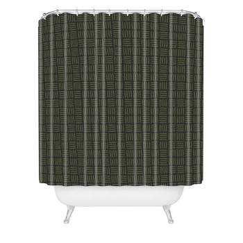 Iveta Abolina Pine Needle Checker Christmas Shower Curtain Green - Deny Designs