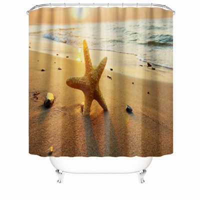 Starfish Standing On The Beach Shower Curtains for Bathroom Waterproof Fabric Bath Curtain Durable Soft Stylish Bathroom Decor 72x72 Inch