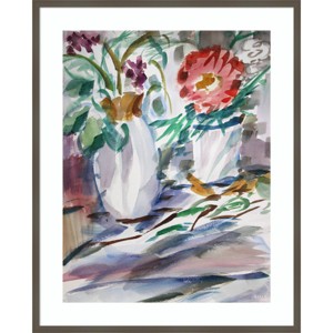 33"x41" Floral Still Life with Cast Shadows by Richard H. Fox Wood Framed Wall Art Print Gray - Amanti Art: Modern Decor - 1 of 4