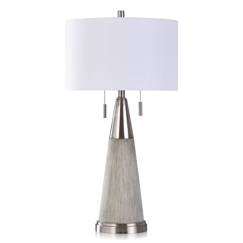 Round Tapered Moulded Table Lamp with Polished Steel Accents - StyleCraft, 1 of 6