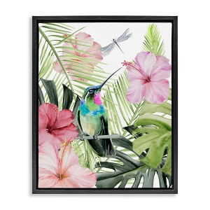 Stupell Industries Hummingbird Tropical Hibiscus Floating Frame Canvas Art - 1 of 4