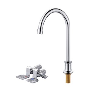 WOWOW Dual Temperature Pedal Valve Faucet, Deck Mount Sink Faucet in Polished Chrome - 1 of 4