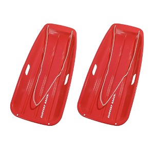 Slippery Racer Downhill Sprinter Flexible Kids Toddler Plastic Cold-Resistant Toboggan Snow Sled with Pull Rope and Handles, Red (2 Pack) - 1 of 4