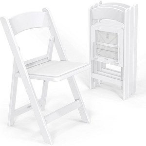 VINGLI Resin Folding Chairs with Cushion, Foldable Plastic Chair with Comfortable Padded Seats, Perfect for Event Party Indoor Outdoor, White, 4 PC - 1 of 4