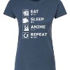 Women's - Instant Message - Eat Sleep Anime Repeat Fitted Graphic T-Shirt - 2 of 4