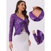 INSPIRE CHIC Women's Tie Front Ruffled Hem Floral Lace Sheer Crop Bolero Shrug - 2 of 4