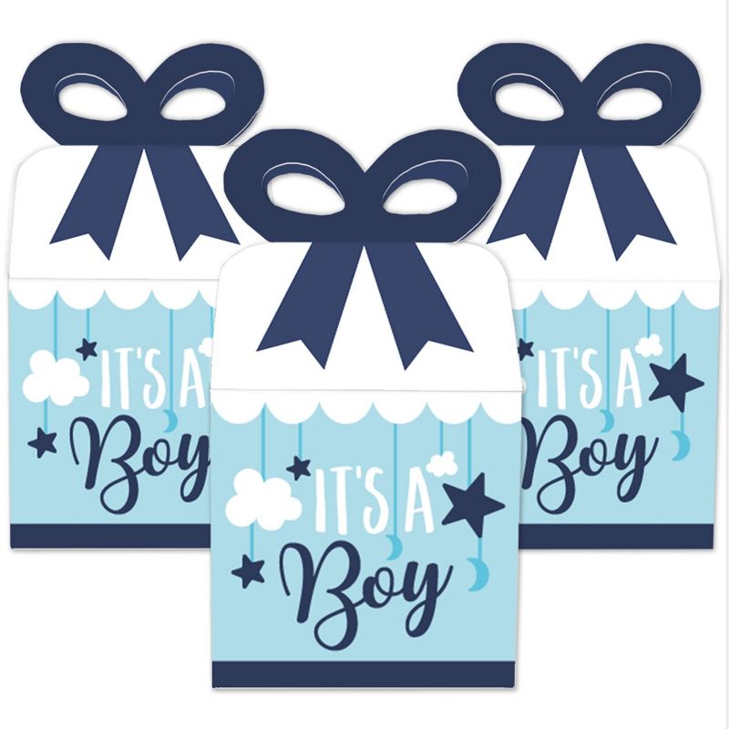 Big Dot of Happiness It's a Boy - Square Favor Gift Boxes - Blue Baby Shower Bow Boxes - Set of 12, 2 of 9