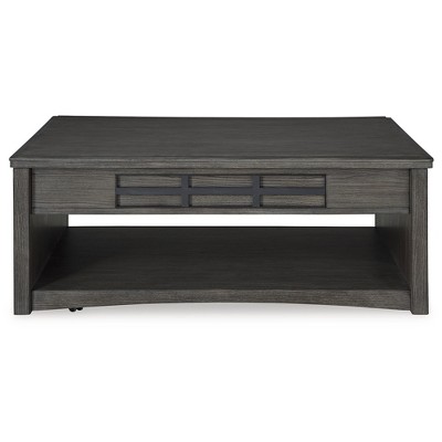 Gray Wood Lift-Top Coffee Table with Storage