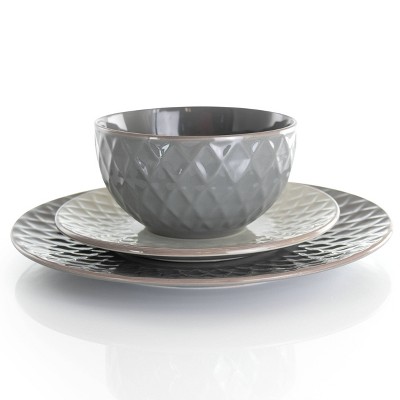 Tahitian Diamond Slate and Stone 16-Piece Stoneware Dinnerware Set